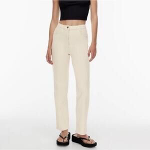 Aritzia Wilfred Free Melina High Rise Straight Leg Pant Cream Ecru Size 8
